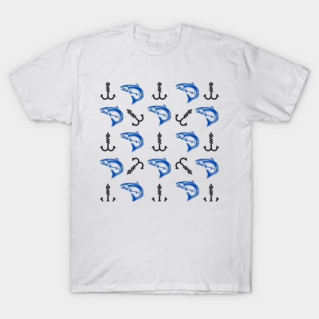 Fish and hook pattern T-Shirt by Murray Clothing